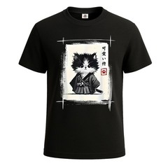Samurai Cat Japanese Art Work Novelty Men’s T Shirt Joke Funny Party Shirt Top