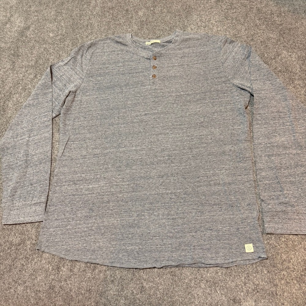 Marine Layer Shirt Mens Large Blue Henley Long Sleeve E-Spun Casual