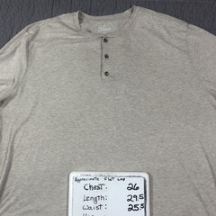 Fresh Clean Tees Shirt Men 2XL Tan Henley Short Sleeve Soft Tagless Button Tee