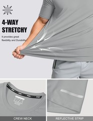 Mens Short Sleeve Shirts Dry Fit Workout Athletic Running Gym Shirt UPF50+ Su…