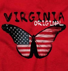 Virginia Original Butterfly America Souvenir Womens Short Sleeve Crewneck Tee