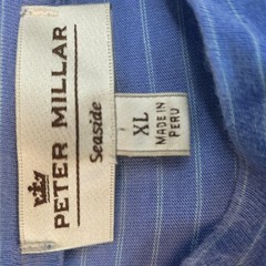 Peter Millar Shirt Mens XL Blue Stripe Seaside Crewneck Pocket Tee Casual Soft