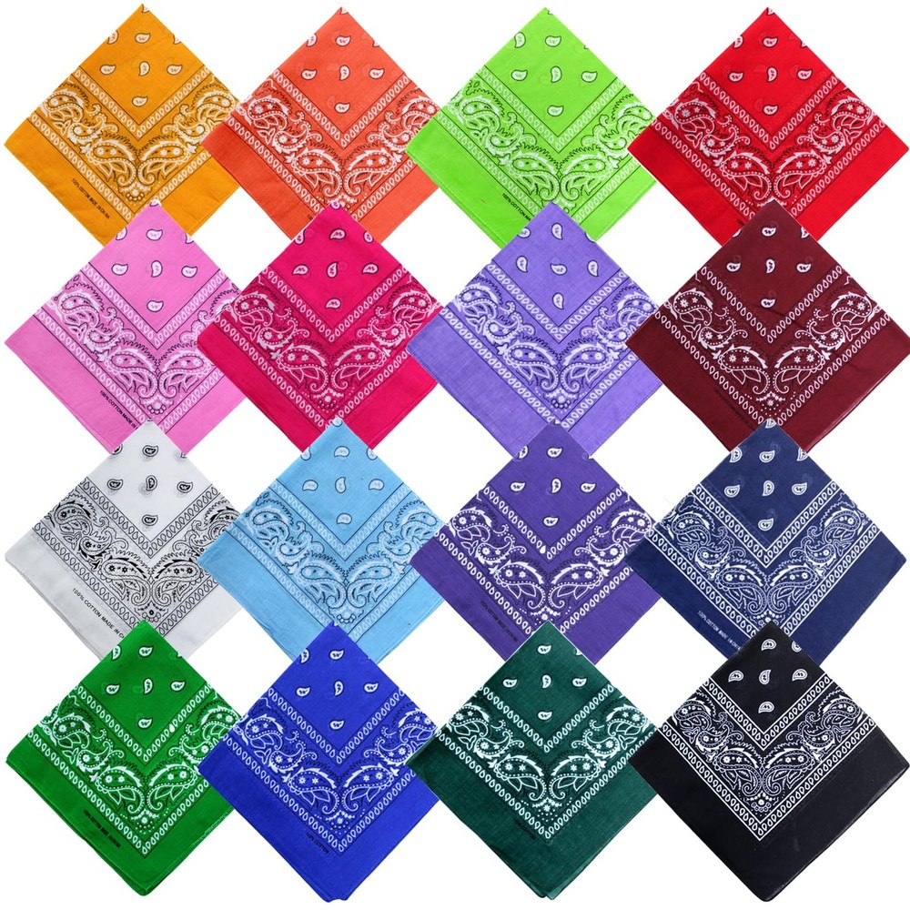 16PCS Bandanas Unisex Paisley Bandanas Bulk Multi-Purpose Headband Cowboy Hea…