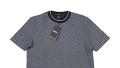 Boss Hugo Boss Navy H-Thompson Textured Pattern Cotton Short Sleeve T-Shirt S