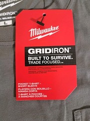 Milwaukee Tools GridIron Work Pocket T Shirt Short Sleeve Size L Color Gray