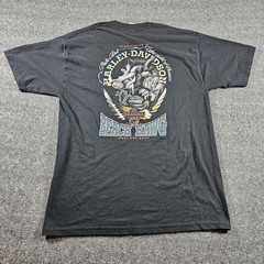Vintage Beach Hawg Harley-Davidson Shirt Mens Large Black Panama Beach 90s