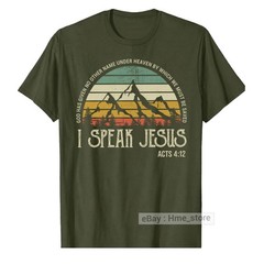 I Speak Jesus Christian T-Shirt Bible Verse Believe In God Faith Catholic Tee