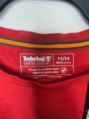 NWT Timberland Mens Red Crew Neck Regular Fit Kennebec River Tree Logo T-Shirt M