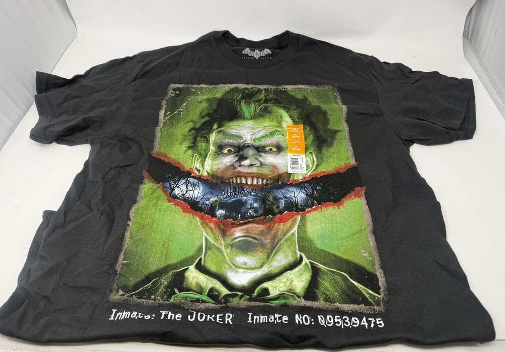 Batman Arkham Asylum Joker T Shirt Mens M Black Graphic DC Comics – NWT
