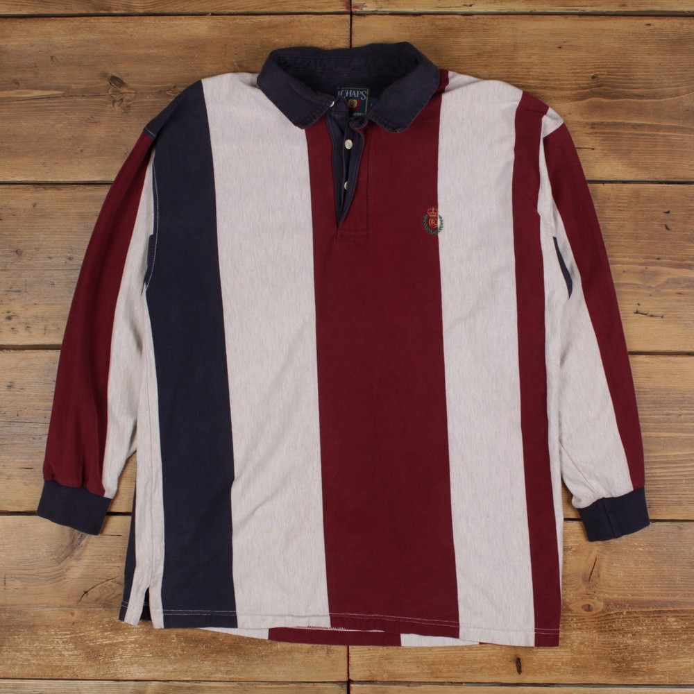 Vintage Chaps Ralph Lauren Rugby Shirt T-Shirt L Mens 00s Striped Preppy