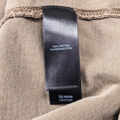 DKNY Jeans Split Neck T-Shirt XL beige/tan color with contrast stitch details