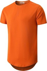 Mens 100% Cotton Pre-Shrunk Longline Crewneck T-Shirt Hip Hop Urban Style S-4XL