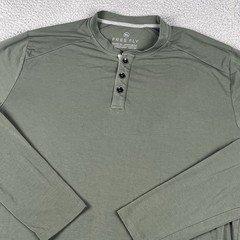 Free Fly Shirt Mens XL Green Bamboo Henley Performance Long Sleeve Stretch Tee