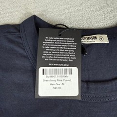 Buck Mason Pima Curved Hem Tee Mens Medium Dress Navy Blue $48 USA New NWT