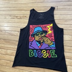 BROOKLYN MINT Biggie Tank Top Shirt Men M Black Graphic Color Hip Hop Retro Tee