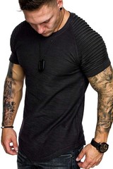 Muscle Fit Tshirt Men Gym Shirts Crewneck Workout T-Shirt Short Sleeve Muscle…