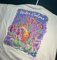 Vintage 90s Coral Reef Clownfish Art T-shirt Single Stitch Size XL Dirty Laundry