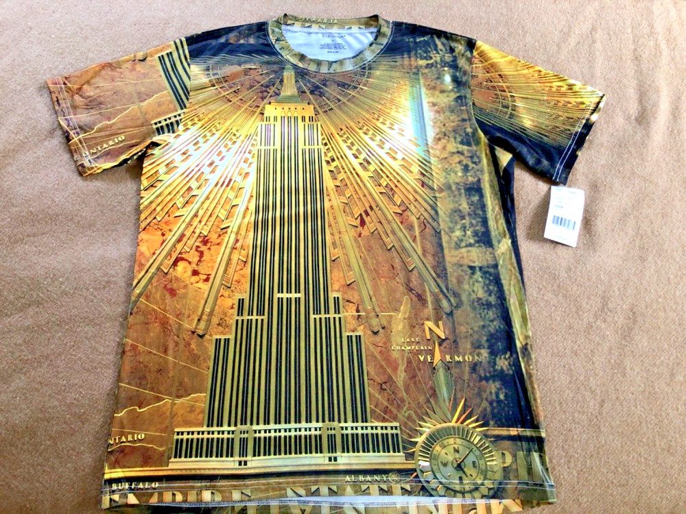 Empire State Building Lobby ESB Graphic Men’s T Shirt Made in USA Art Deco Multi