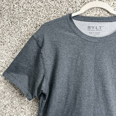 BYLT T-Shirt Men’s Medium Dark Gray Basic Crew Neck Split Hem Lux Short Sleeve