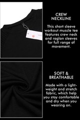 Muscle Fit Tshirt Men Gym Shirts Crewneck Workout T-Shirt Short Sleeve Muscle…