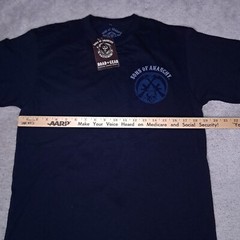 Sons Of Anarchy SOA T-shirt Mens Medium Black Skull Spellout Double Sided Y2k