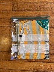 VINTAGE Aruba Byron Bus & Taxi Time Table Sleeveless Shirt Men’s 2XL Striped