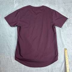 BYLT Shirt Mens L Drop Cut S/S V-Neck Lux Maroon Stretch Curved Hem Athletic