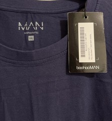 Boohoo Man Mens Size 5xl Dark Blue Crewneck Fitted Short-Sleeve Tshirt NWT! M207