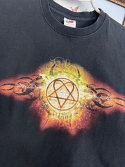 Vintage HIM 2004 Tee Black Heartagram Over Print Vest Sleveless Shirt Size L