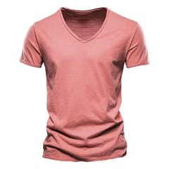 Men’s 100% Cotton V-Neck T-Shirt Slim Fit Short Sleeve Tee