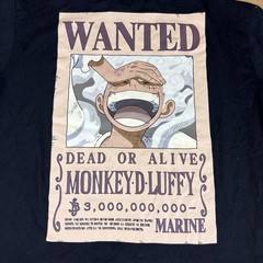One Piece Monkey D Luffy Wanted Poster Graphic T-Shirt Anime Tee Men’s XL