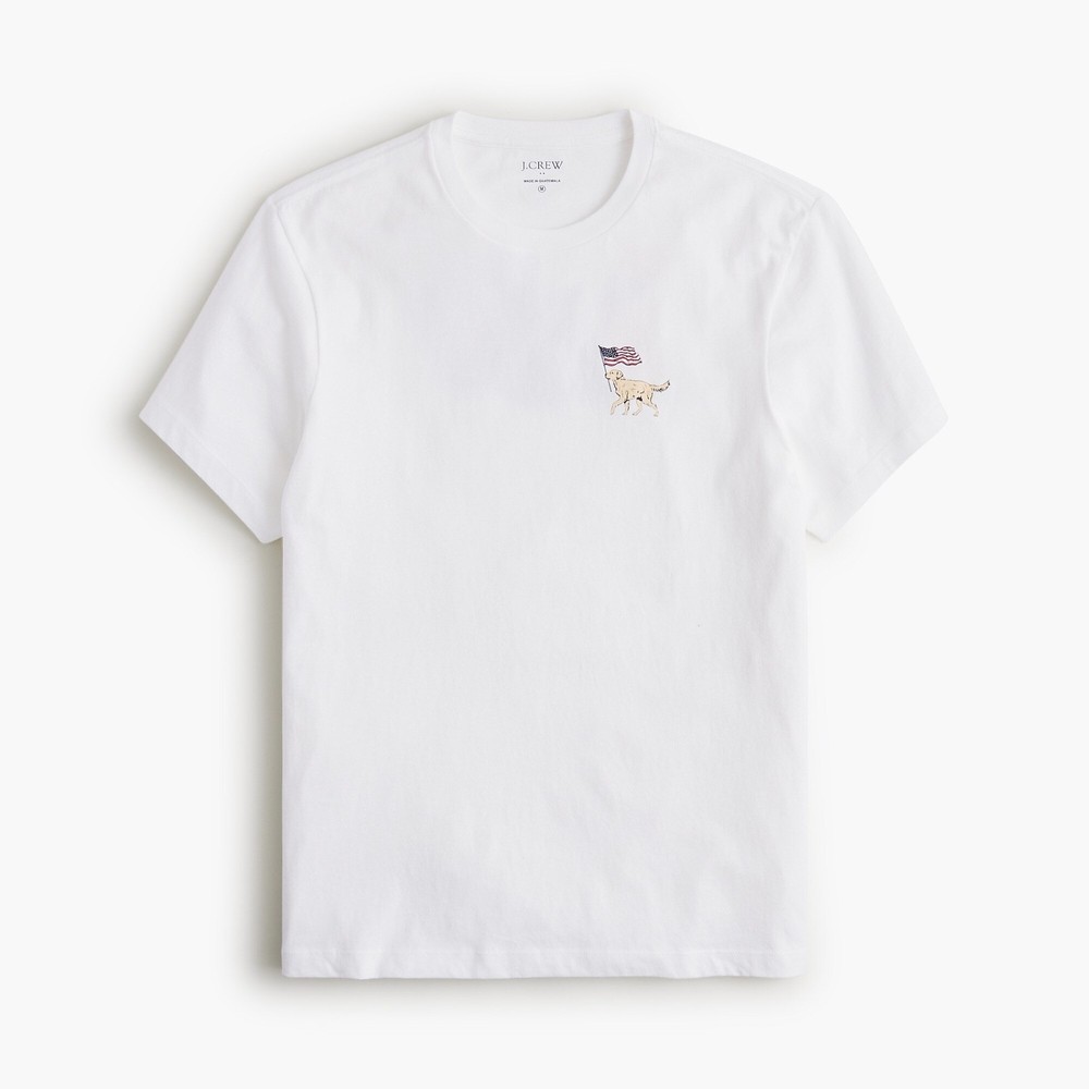 New JCREW Size Mens L American Dogs Graphic Tee White $49 CJ902