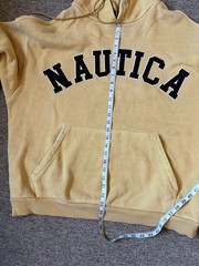NAUTICA 22SS Arch Logo Hoodie, Size L, Cotton, BEG 221-1220 Vintage