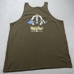 Mossimo Shirt Mens XL Green Racing Trophy Flags Graphic Tank Top Made USA VTG