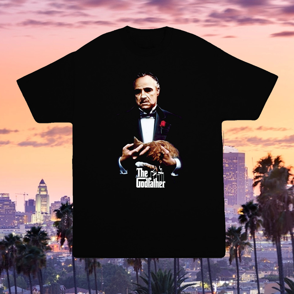 The Godfather Don Corleone Cat Shirt Classic Mafia Movie Tee Vintage Halftone