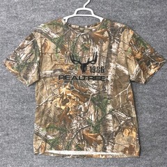 Buckhorn River Mens Realtree Camo T-Shirt XL 1986 Deer Skull Graphic Brown Green