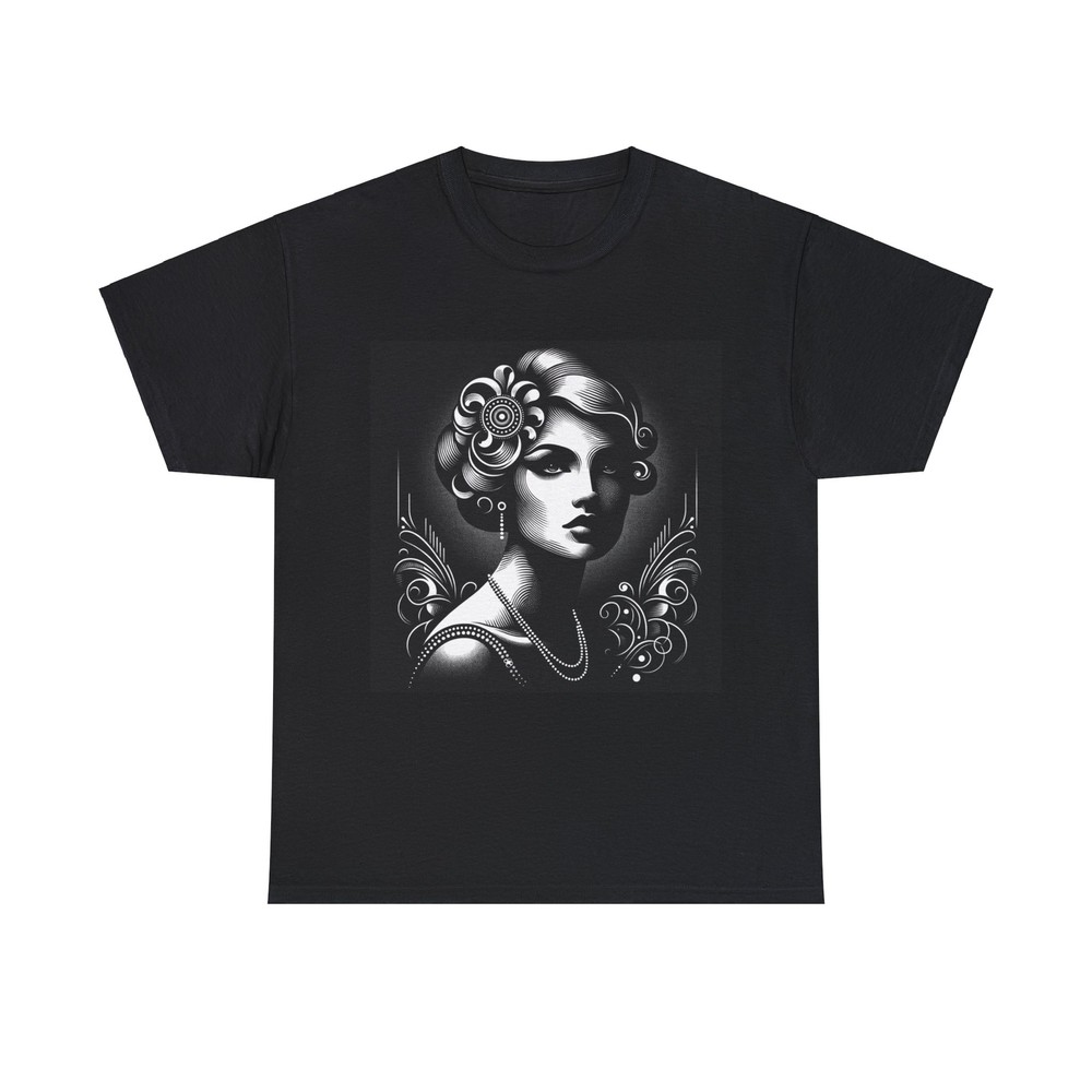Unisex Adult T Shirt Vintage Elegance Art Deco Sophisticated Lady Portrait Tee