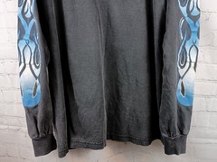Vintage Archaic Smile Blue Flames Black Long Sleeve T-shirt Made In USA, Sz. XL