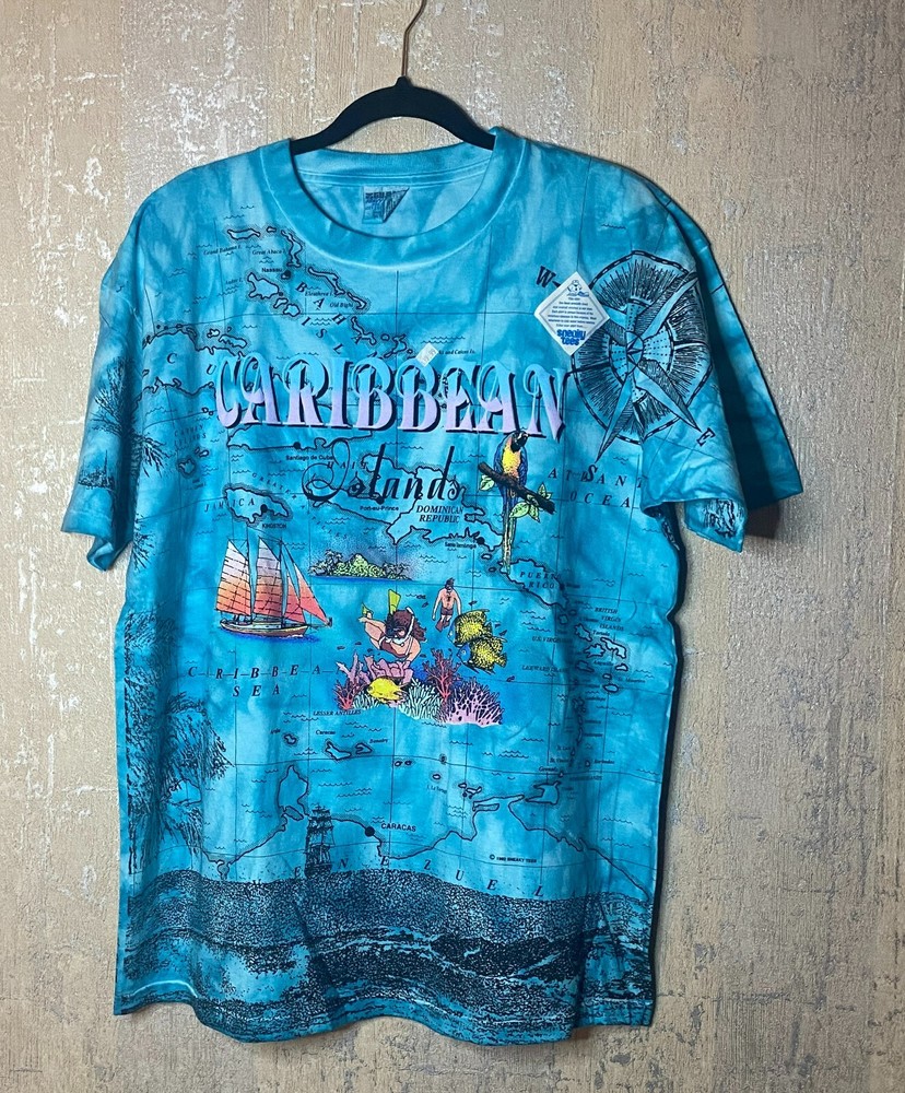 Gidan Caribbean Island Vintage All over Print T-shirt Size XL