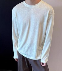 Men’s T-shirt Candy Color Thin Round Neck Loose Long Sleeve Tops Casual Pullover
