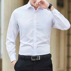 Men Solid Color Business Shirt Fashion Classic Basic Casual Slim Long Sleeve New