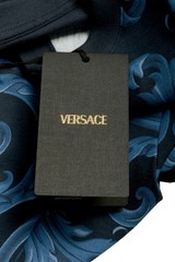 Versace Men’s Navy Blue Barocco Logo Print Short Sleeve T-Shirt US 2XL IT 56