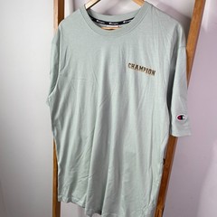 Champion Shirt Mens Large Green Chest Logo Graphic Tee Sportswear Short Sleeve