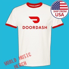 Doordash Food Delivery Men’s Ringer Red Size S to 3XL