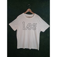 Lee Jeans Men’s White T-Shirt XL Wobbly Logo Graphic Tee – READ (Small Stain)