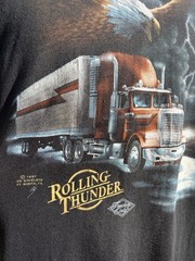 Vintage Truckers Only T Shirt Black 3D Emblem 1987 Rolling Thunder Size Medium