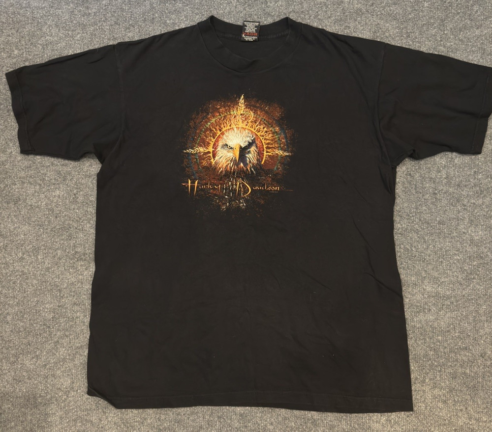 HARLEY DAVIDSON MEN’S XL SHORT SLV TEE SHIRT BLACK EAGLE HONOLULU HAWAII PACIFIC