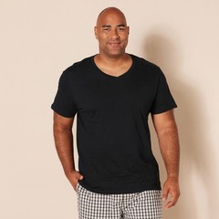 6 Pack Men’s Short Sleeves 100% Cotton V-Neck Undershirt,X-Large Black