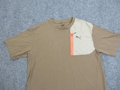 Puma Shirt Mens Small Brown Tan Block Nylon Pocket Outdoor Performance Tee