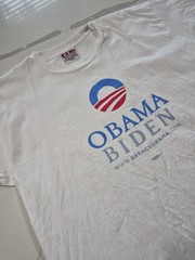 Vintage Obama Biden Bayside Heavyweight Unisex Cotton Shirt Size L Made In USA!